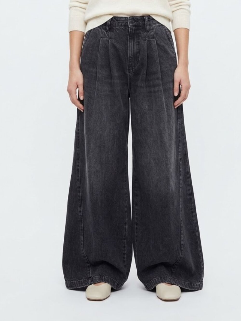 We the Free Equinox Denim Trousers Black Gray Wide Leg Grunge 30